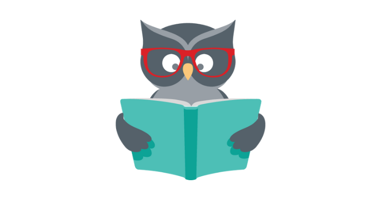 Owl reading a book, OTKL Knowledge Library Icon