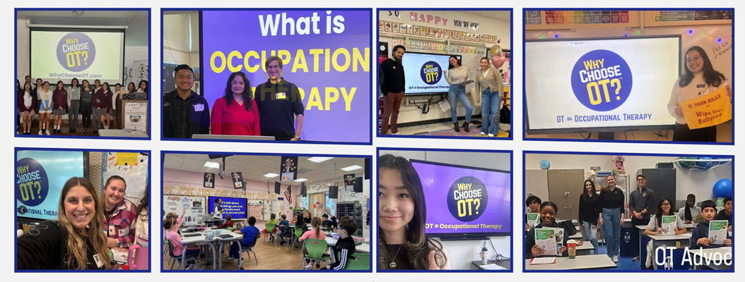 Eight images of ambassadors in the community promoting OT.
